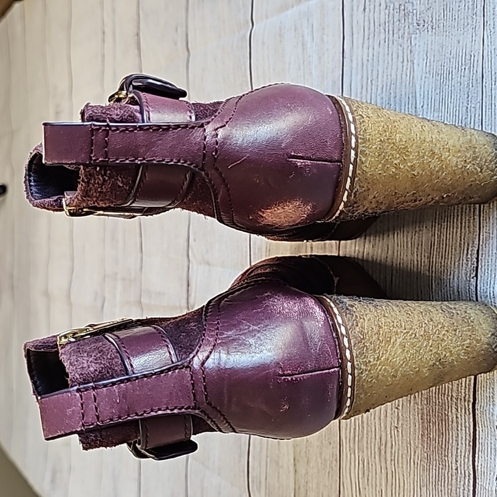 Tory Burch 6M maroon/burgundy zip up platform booties - Picture 7 of 11